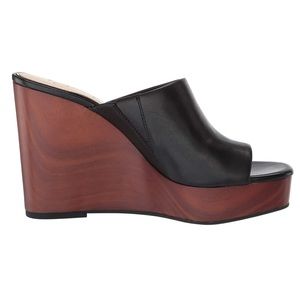 Jessica Simpson Women's Shantelle Slide Wedge Sandal, Black & Wood size 7